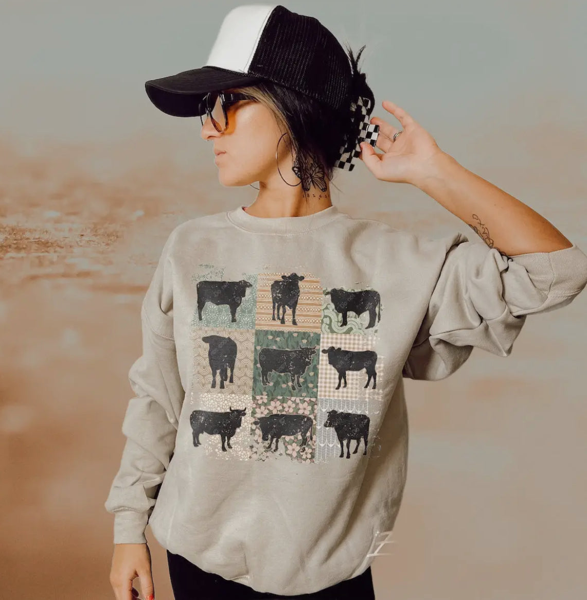 Cow Patch Crew Neck