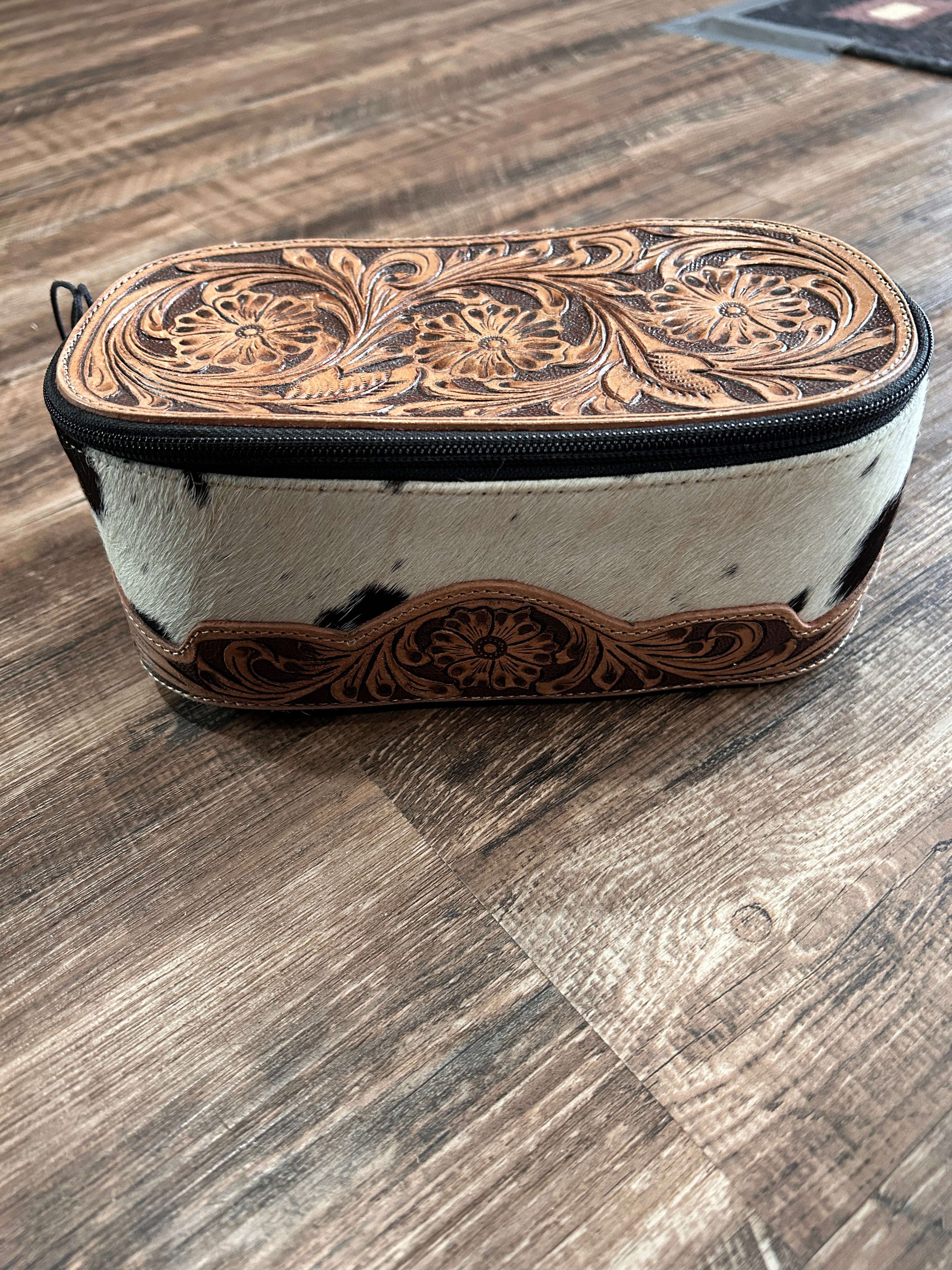 Hand Tooled Makeup Bag w/hair