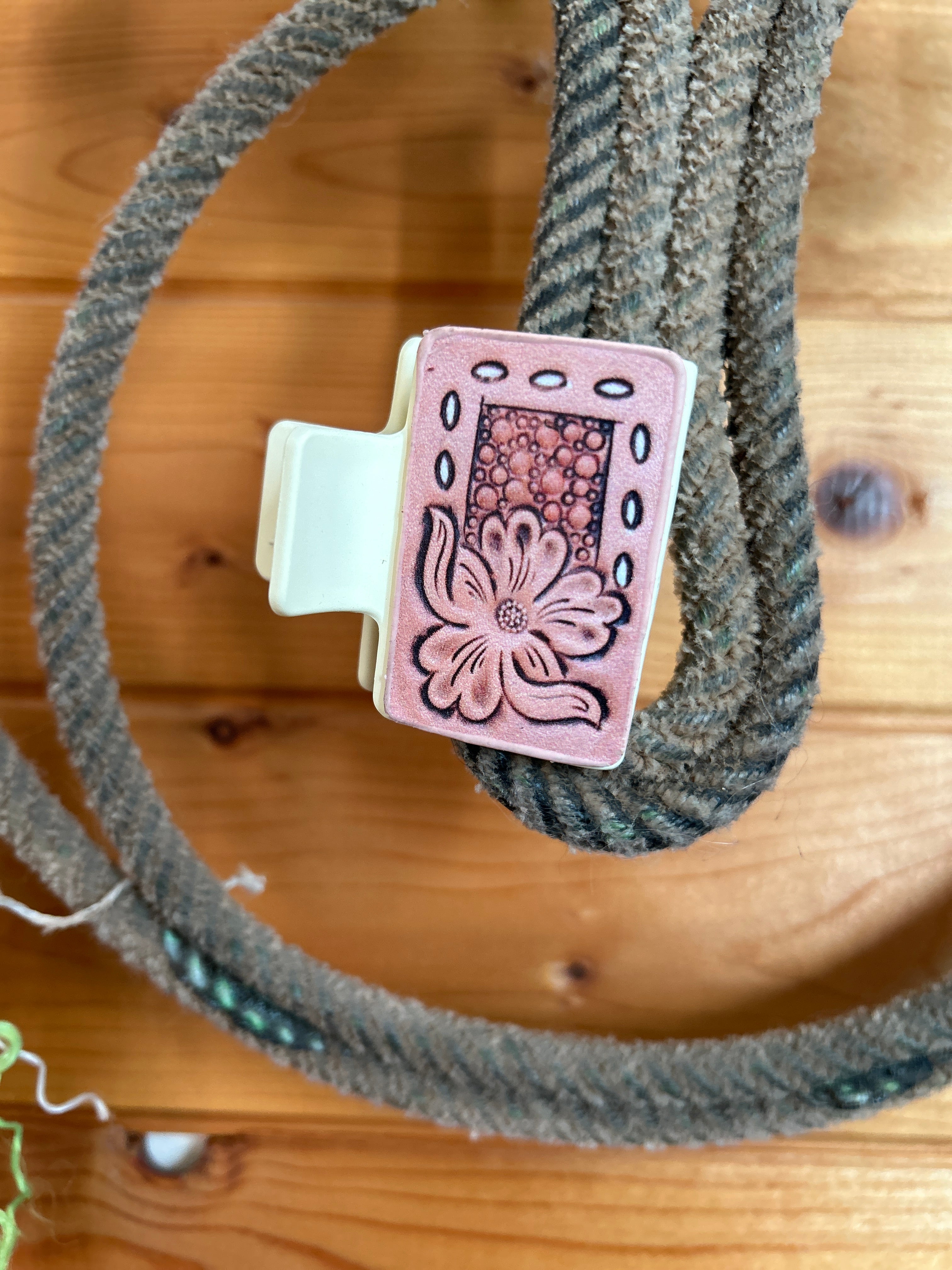 Small Hair Clip- Tooled Leather Look