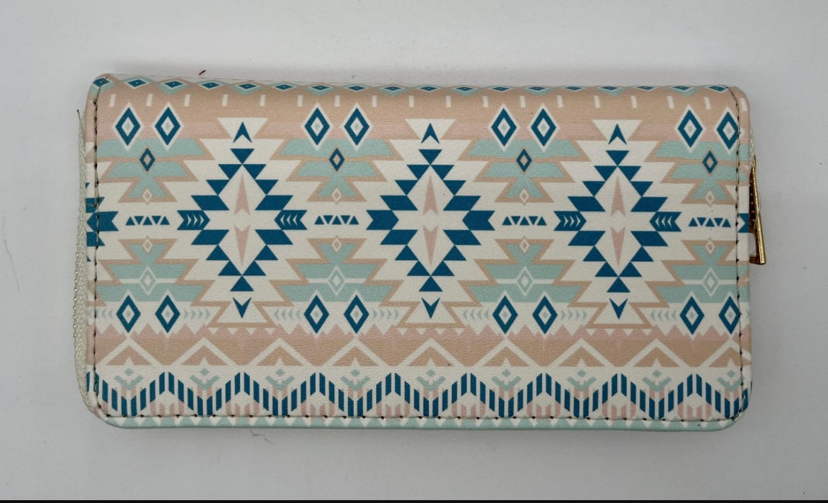 Native Zippered Wallet-teal