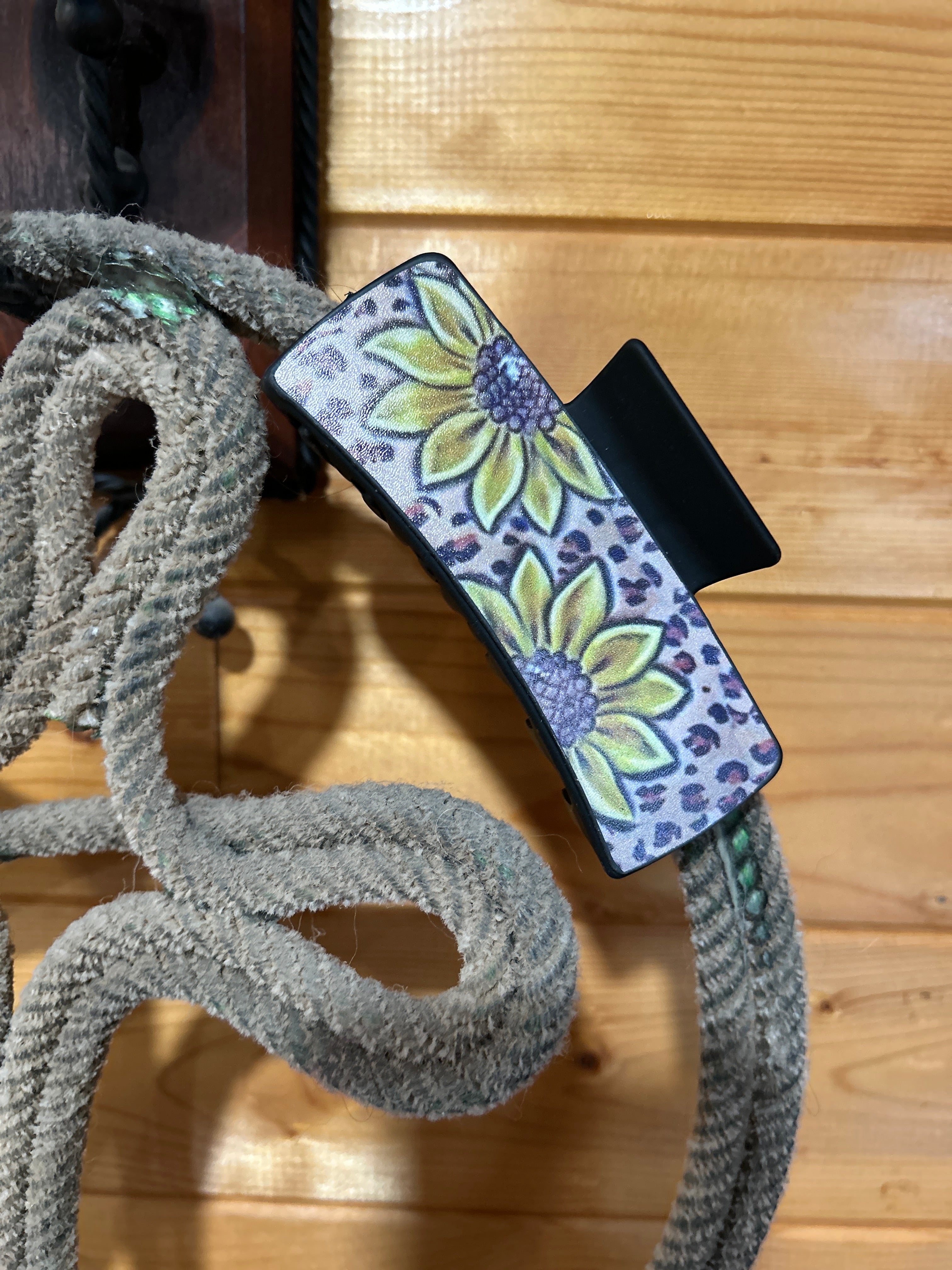 Large Hair Clip- Cheetah Sunflower